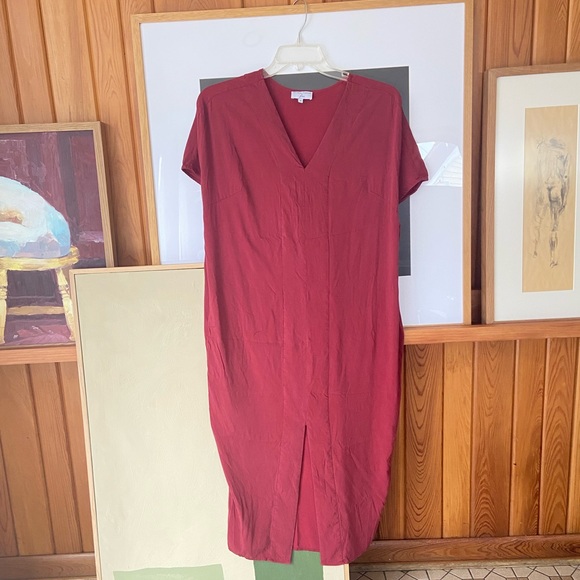 Universal standard x J. Crew cupro tunic dress in red - sz M - Picture 3 of 13